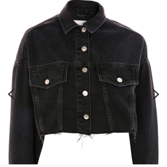 topshop black denim jacket cropped